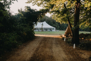 Wedding tent in field