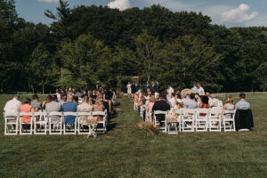 Outdoor wedding ceremony guests